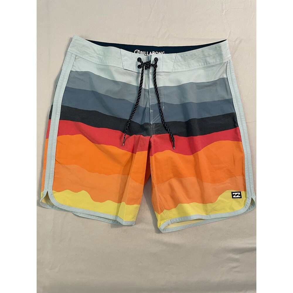 Billabong Boardshort Men Size 34 Multicolor Striped Recycler Pro Trunks Swimwear